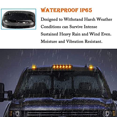 NPAUTO أضواء علامة كاب LED NPAUTO 3 قطع عدسة شفافة برتقالية 12 LED أضواء سقف للوضوح مع حزمة أسلاك لسيارات شيفروليه سيلفرادو GMC سييرا 1500 2500 3500 2500HD 3500HD من 2007-2014 - Image 4