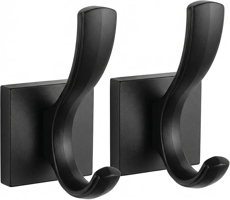 خطافات المناشف السوداء المثبتة على الحائط 2 قطعة للحمام ومدخل المنزل وغرفة الطين وحمام السباحة - Image 1