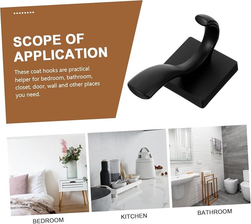 خطافات المناشف السوداء المثبتة على الحائط 2 قطعة للحمام ومدخل المنزل وغرفة الطين وحمام السباحة - Image 4