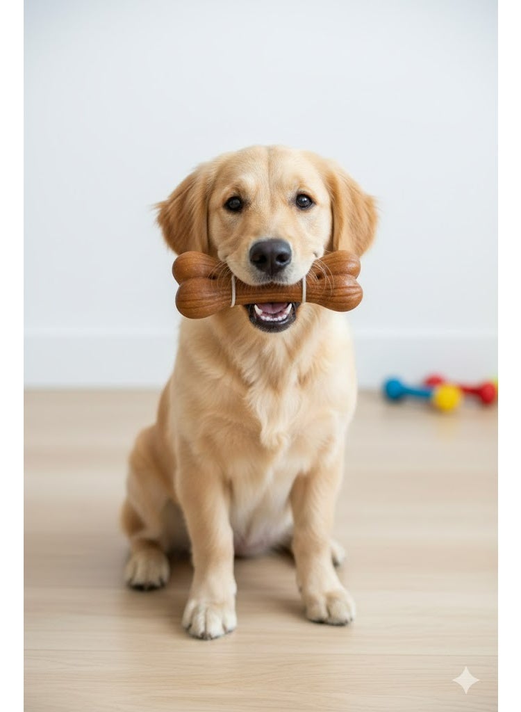 Teething Dog Toy, Bone-Shaped Chew Toy for Dental Health, Freezable Gum Soother, Brown - Image 2