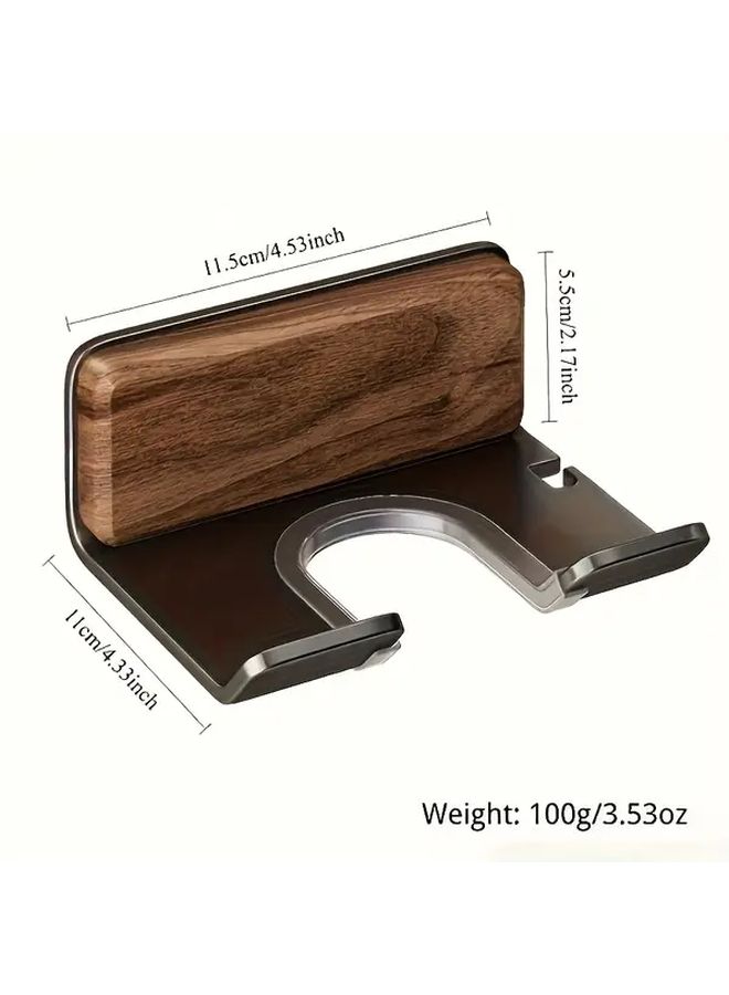 Walnut Wood Wall Mounted Hair Dryer Holder No Drill Bathroom Storage Rack - Image 3