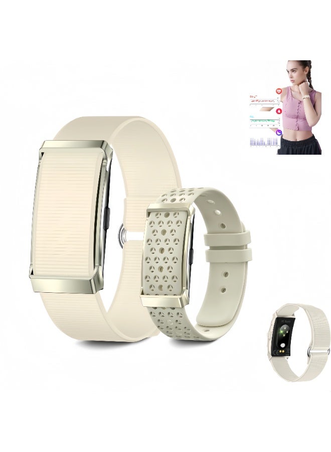 LBMT سوار ذكي مع جهاز مراقبة الأكسجين في الدم/ضغط الدم،جهاز تتبع اللياقة البدنية الصحي ببطارية طويلة مع شريطين،تطبيق مجاني، جهاز مراقبة معدل ضربات القلب أثناء النوم لتتبع النشاط لنظام Android iOS (أبيض + فضي) - Image 1
