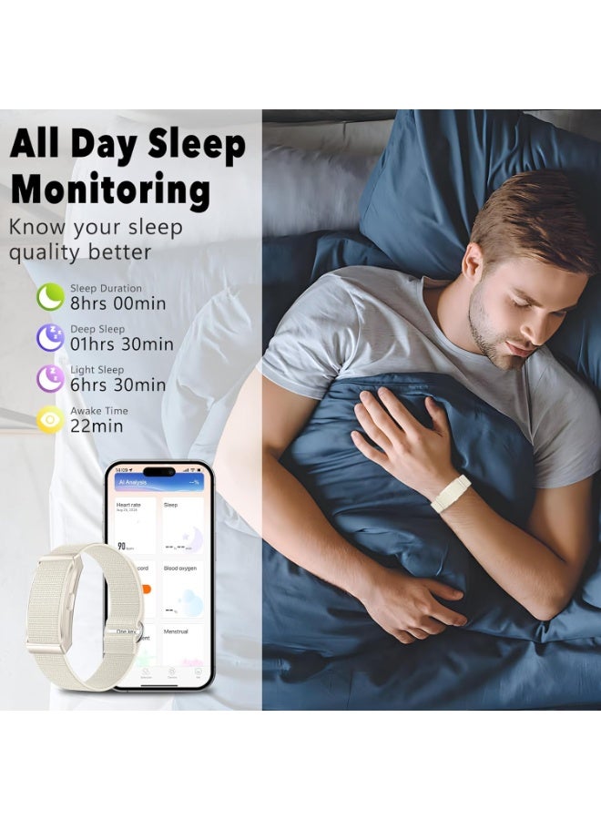 LBMT سوار ذكي مع جهاز مراقبة الأكسجين في الدم/ضغط الدم،جهاز تتبع اللياقة البدنية الصحي ببطارية طويلة مع شريطين،تطبيق مجاني، جهاز مراقبة معدل ضربات القلب أثناء النوم لتتبع النشاط لنظام Android iOS (أبيض + فضي) - Image 4