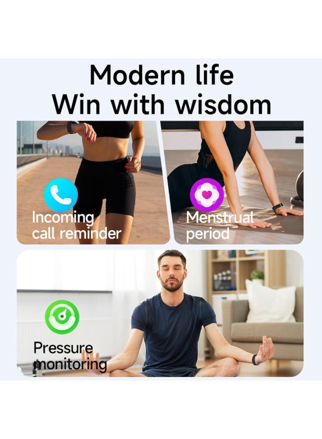 LBMT سوار ذكي مع جهاز مراقبة الأكسجين في الدم/ضغط الدم،جهاز تتبع اللياقة البدنية الصحي ببطارية طويلة مع شريطين،تطبيق مجاني، جهاز مراقبة معدل ضربات القلب أثناء النوم لتتبع النشاط لنظام Android iOS (أبيض + فضي) - Image 5