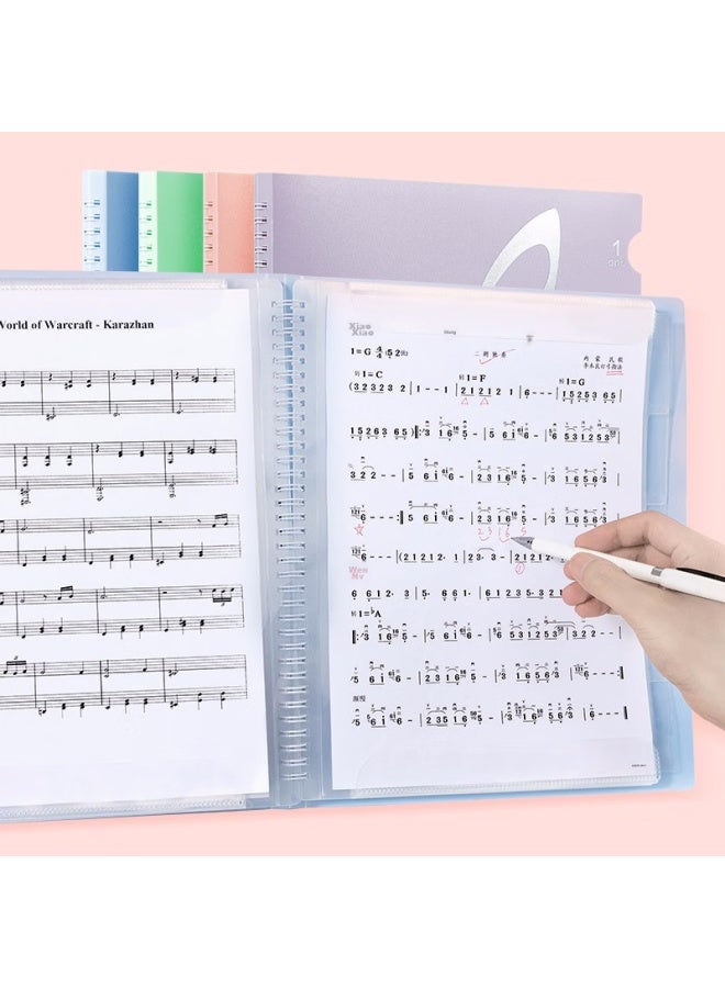 Tianse Morandi Music Folder A4/40 Pages, Writable Doent Folder, Sheet Music Folder, Piano File Folder, Guitar And Guzheng Music Folder, Non-reflective, Ts-1650, Sky Blue - Image 2