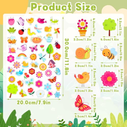 JULBEAR 300 Pieces Spring Foam Stickers SelfAdhesive Cartoon Flower Butterfly Garden Foam Stickers for Kids Spring Theme Party Favors Decoration Classroom School Activity Cards DIY Arts Crafts - Image 5