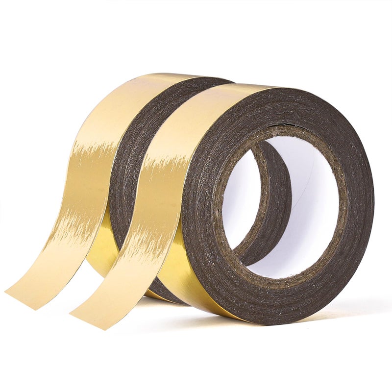 TSSART Solid Foil Washi Tape Low Tack Self Adhesive Decorative Washi Tape Shiny Metallic Color 35 Inch Wide and 66 FT Long Total Gold