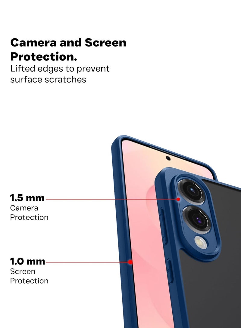 Wtech Samsung Galaxy S25 Edge 5G 2025 Hybrid TPU Silicone with Raised Armour Bumpers Slim Case Cover (MCAPSA) - Clear/Navy Blue - Image 3