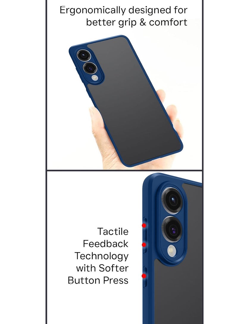 Wtech Samsung Galaxy S25 Edge 5G 2025 Hybrid TPU Silicone with Raised Armour Bumpers Slim Case Cover (MCAPSA) - Clear/Navy Blue - Image 4