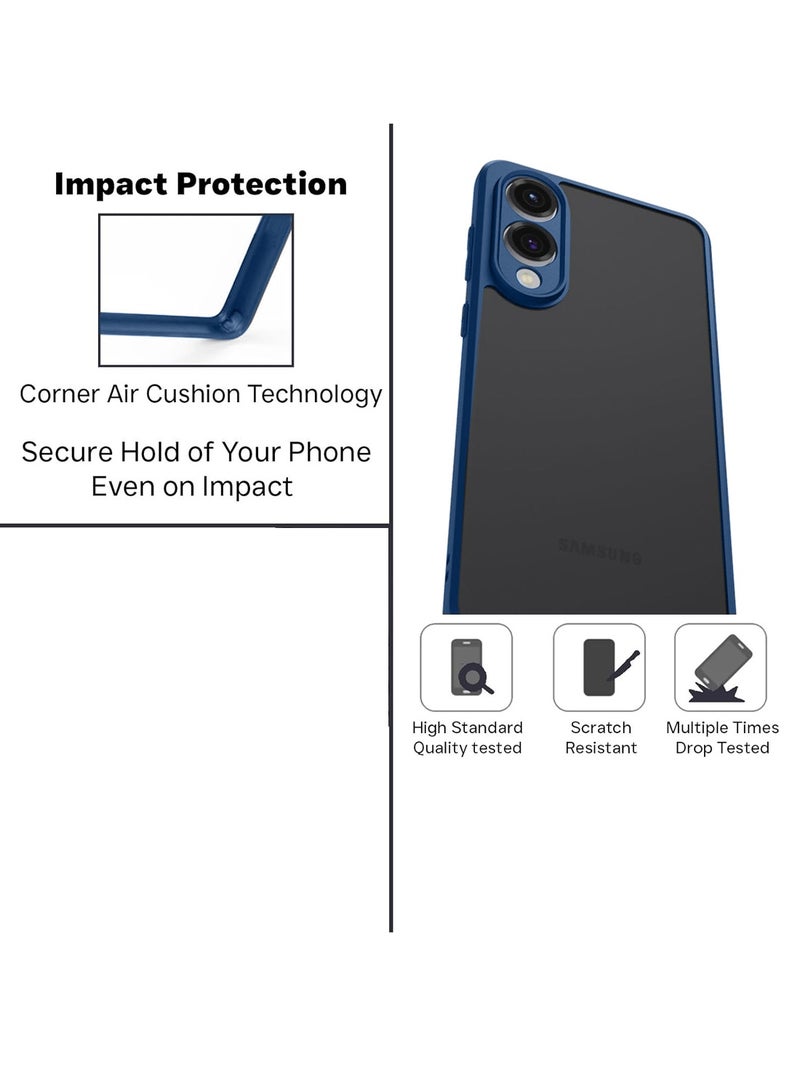 Wtech Samsung Galaxy S25 Edge 5G 2025 Hybrid TPU Silicone with Raised Armour Bumpers Slim Case Cover (MCAPSA) - Clear/Navy Blue - Image 2