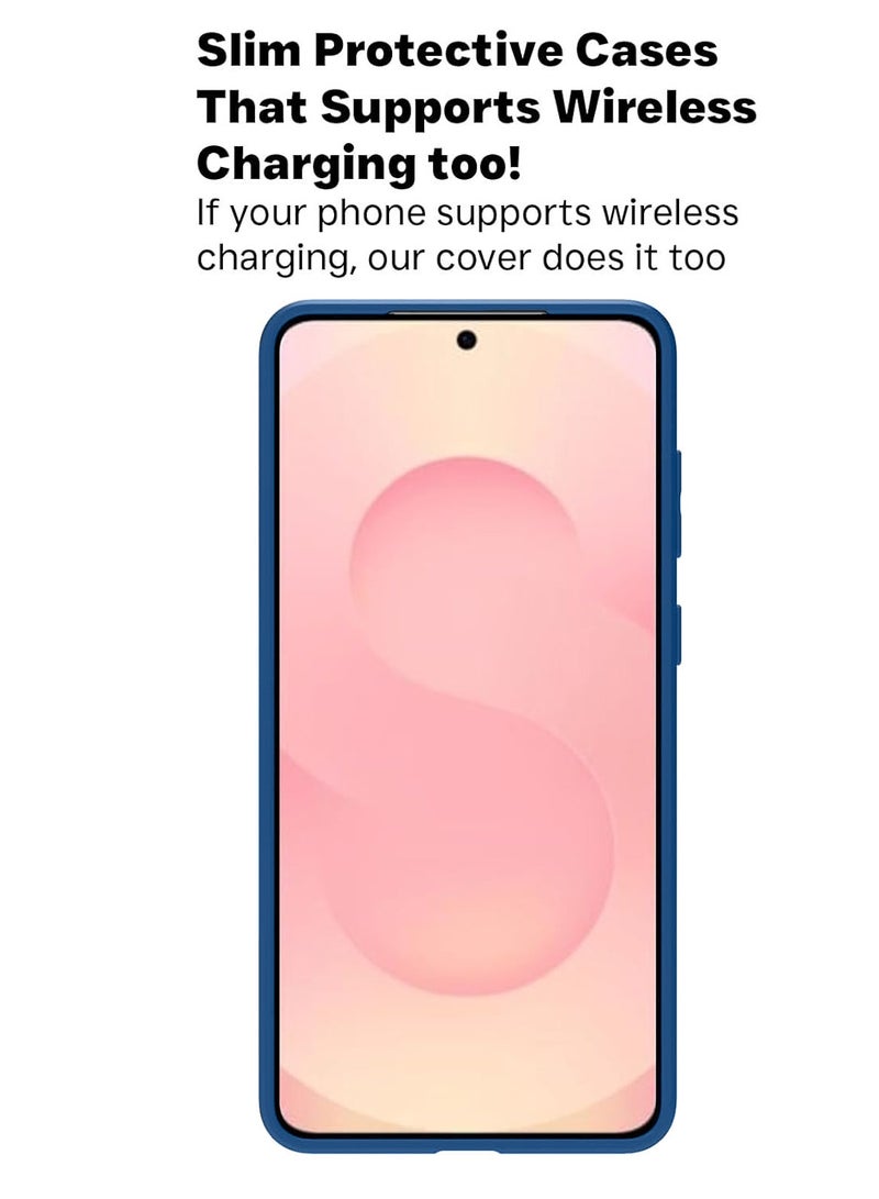 Wtech Samsung Galaxy S25 Edge 5G 2025 Hybrid TPU Silicone with Raised Armour Bumpers Slim Case Cover (MCAPSA) - Clear/Navy Blue - Image 5