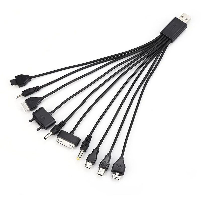 Qintreesify Black 10 in 1 USB Multi Charger USB Cables for Mobile Phones Charging Cord 20cm787in Universal to Multi Plug Cell Phone Cable for Smartphone Wires - Image 2