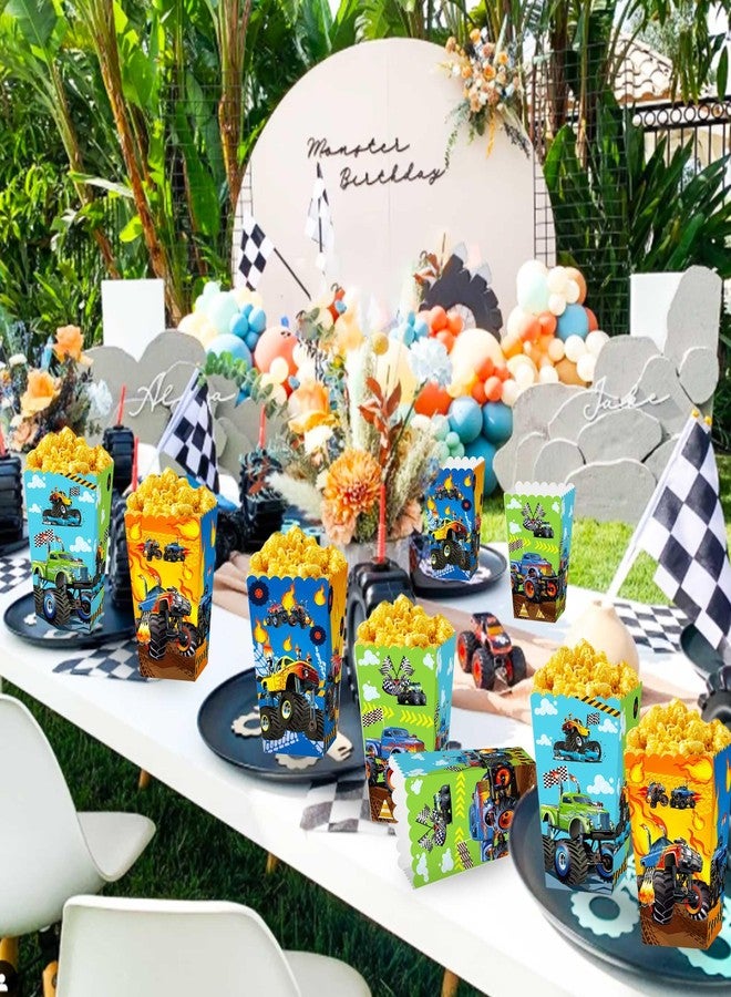Roaring Good Time Monster Truck Party Popcorn Boxes 12PCS Racing Favor Bags Goody Treat Candy Bags Monster Truck Party Supplies for Themed Birthday Decor Supplies - Image 4