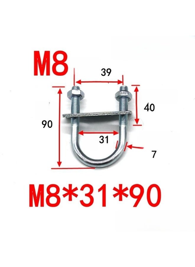 LAMAY 4PCS Round U-Bolts, The stainless steel U-shaped bolt, Extended galvanised U-bolts U-screws U-pipe clamps Pipe clamps Jockey bolts U-clips U-shaped hoop(59) - Image 2