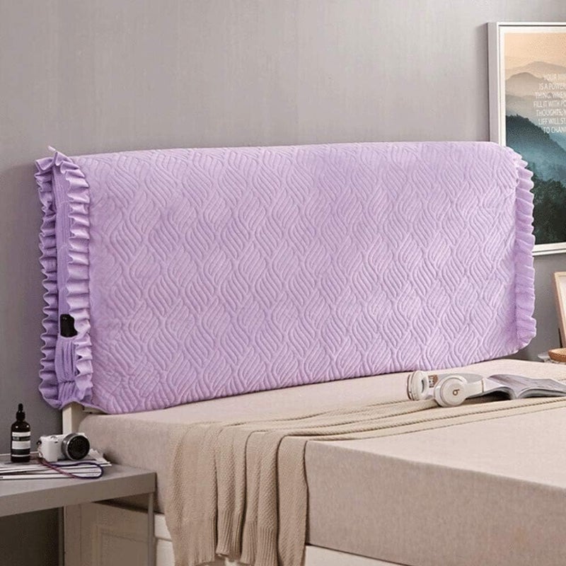 Crystal Velvet Bed Head Double Single Queen King Size All Inclusive Bed Headboard Slip Thicken Cotton Bed Backrest Protector Dustproof for Bedroom Decoration Blue-190cm (Purple 12cm) - Image 1