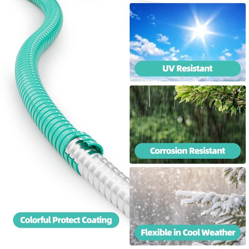 SPECILITE 50ft 304 Stainless Steel Garden Hose Metal, Heavy Duty Water Pipe with Nozzles for Yard, Outdoor - Flexible, Never Kink & Tangle, Puncture Resistant (Black) - Image 2