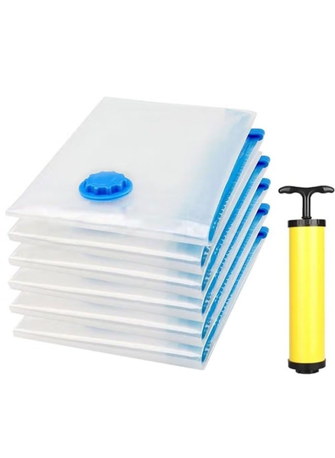 fantasize 7-Piece Vacuum Storage Bag With Suction Pump Set Clear/Blue/Yellow 70x100cm  - Image 1