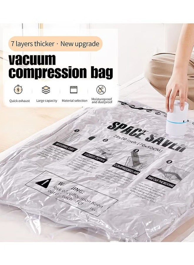 fantasize 7-Piece Vacuum Storage Bag With Suction Pump Set Clear/Blue/Yellow 70x100cm  - Image 4