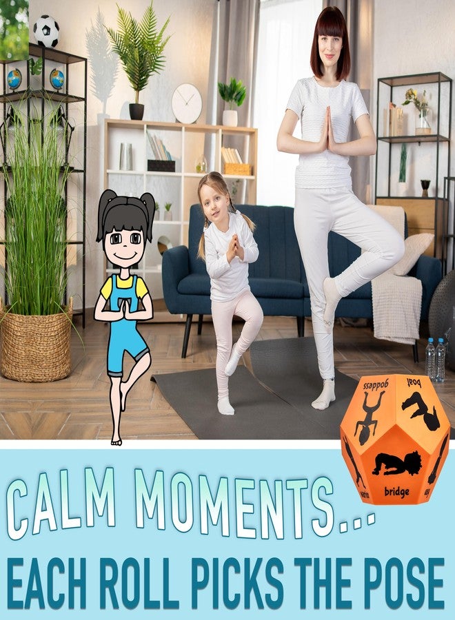 Covelico Yoga Dice - Yoga for Kids, Pose and Play Peaceful Kids Stretching Gymnastics Games and PE Equipment for Elementary School, Kindergarten, and Preschool, 12-Sided Foam Large Dice for Children - Image 2