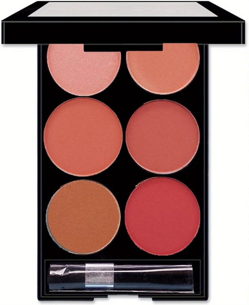 6 Colours Blush Palette Matte Blush Powder Peach Pink Rose Nude Red Rouge Makeup Professional Blushers for Cheeks Smooth Silky longlasting portable