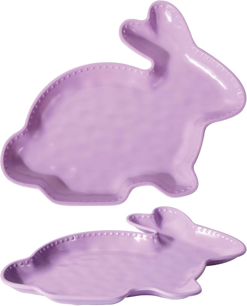 UPware Easter Rabbit Melamine Plates RabbitShaped Serving Dinner Plates Durable and BPAFree Ideal for Spring and Easter Decorations Pastel Colors 925 x 8 Inch Set of 4 - Image 5