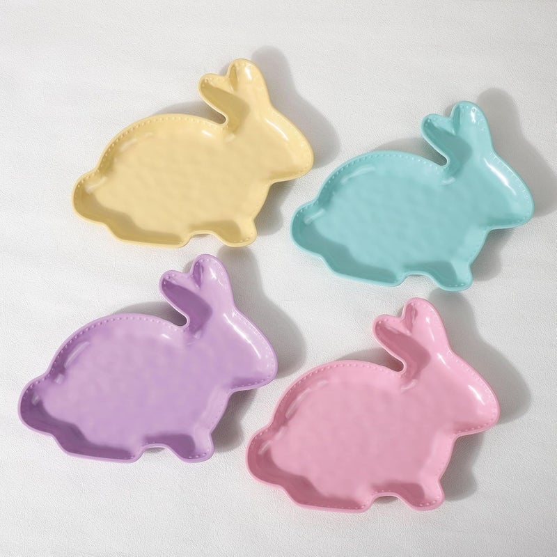 UPware Easter Rabbit Melamine Plates RabbitShaped Serving Dinner Plates Durable and BPAFree Ideal for Spring and Easter Decorations Pastel Colors 925 x 8 Inch Set of 4 - Image 2