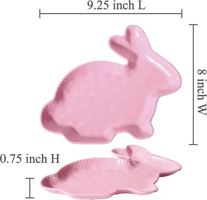 UPware Easter Rabbit Melamine Plates RabbitShaped Serving Dinner Plates Durable and BPAFree Ideal for Spring and Easter Decorations Pastel Colors 925 x 8 Inch Set of 4 - Image 4