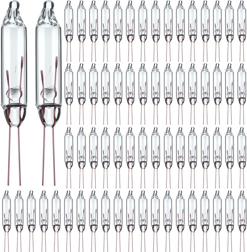 Mudder 50 Pcs 3.5 Volt Mini Christmas Tree Replacement Bulbs for Incandescent String Lights for Holiday Decoration Pinched Base, 0.43 Watt 125 mA (Clear) - Image 1