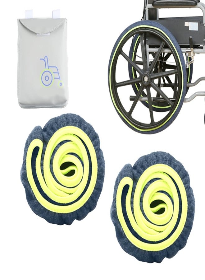 EHUCONELDEX Wheelchair Tyre Covers for Wheelchair Tires,Wheelchair Accessories Wheel Covers to Protect Floors Carpets (Blue, 24 Inches) - Image 1