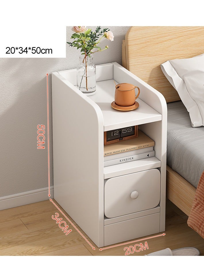 20 * 34 * 50cm ultra narrow single drawn bedside table modern side table minimalist storage bedroom simple sewn bedside cabinet, white