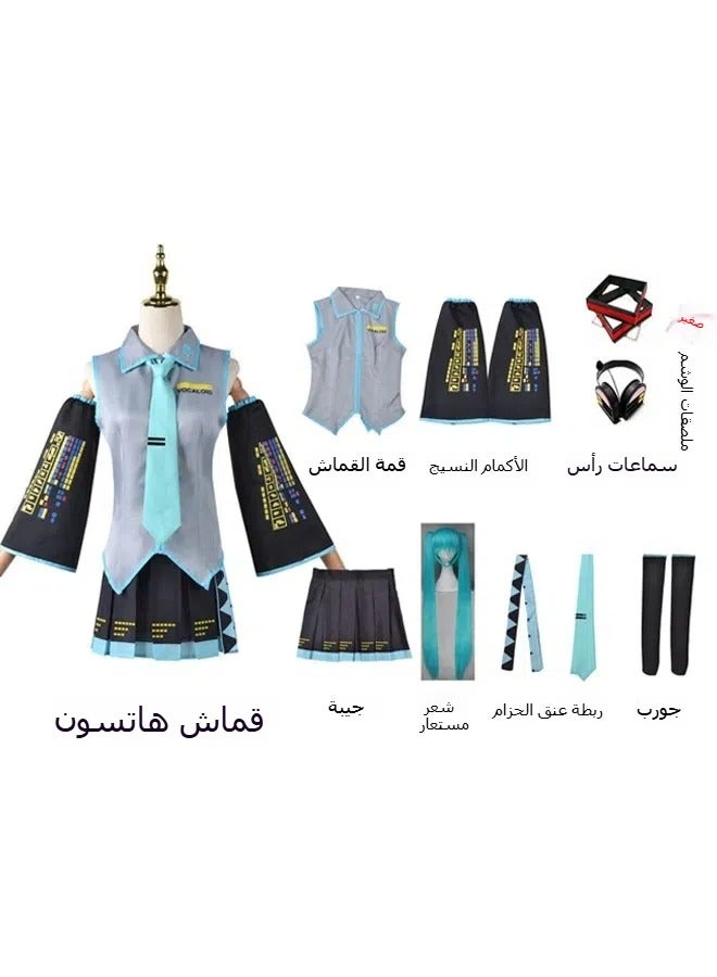 عام هاتسوني ميكو الملابس + شعر مستعار + غطاء الرأس كامل cossuit ثنائي الأبعاد أنيمي تأثيري دعوى الظاهري المعبود تأثيري مجموعة - Image 3