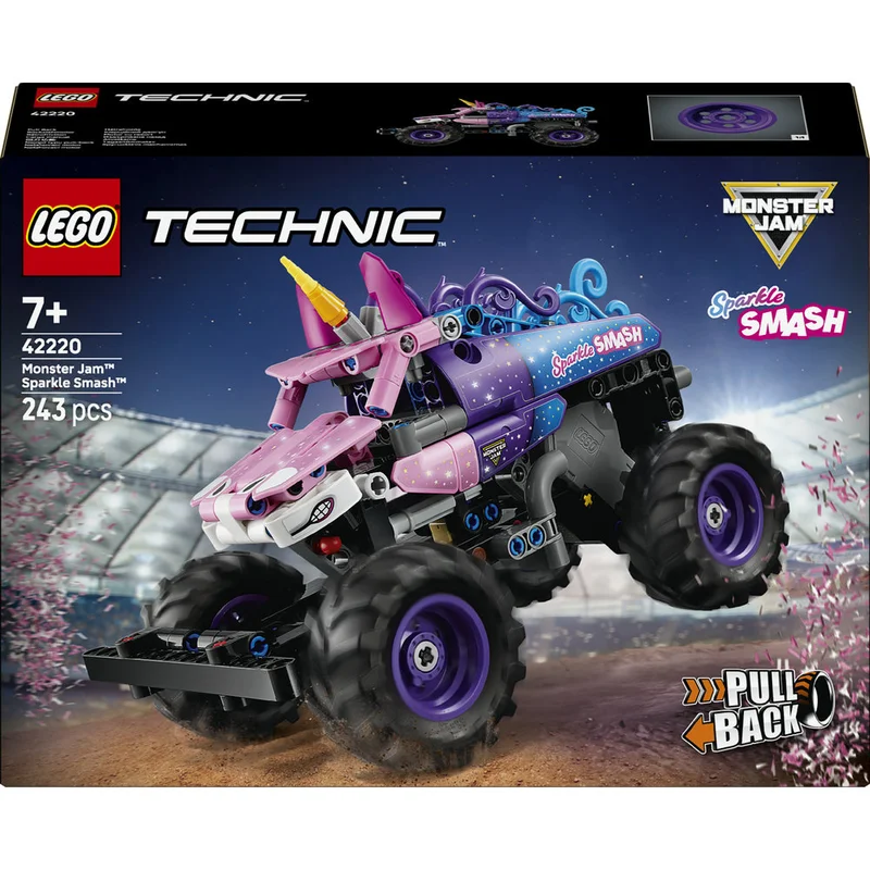 ليغو ليغو Technic شاحنة Monster Jam Sparkle Smash‎ بالسحب للانطلاق، لعبة شاحنة للأطفال بعمر ٧ سنوات وأكثر (٢٤٣ قطعة) 42220