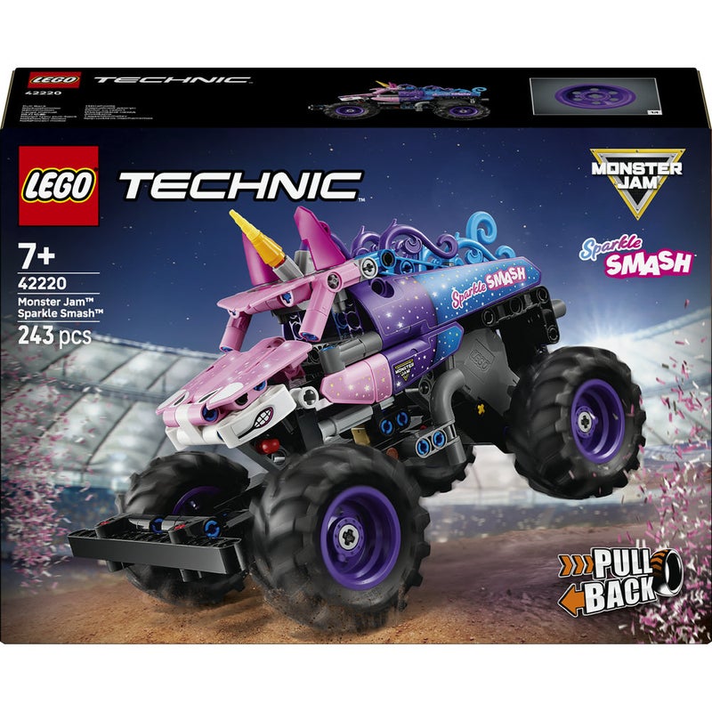 LEGO Technic Monster Jam Sparkle Smash Pull-Back Toy 42220 (Age 7+, 243 Pieces) - Image 2