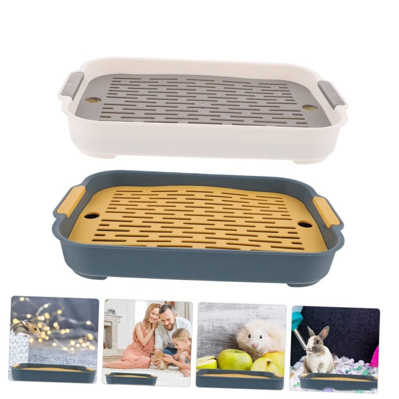 2 Pcs Washable Pet Litter Box for Hamsters Guinea Pigs with Filter Base and Fence Assorted Color - Image 4