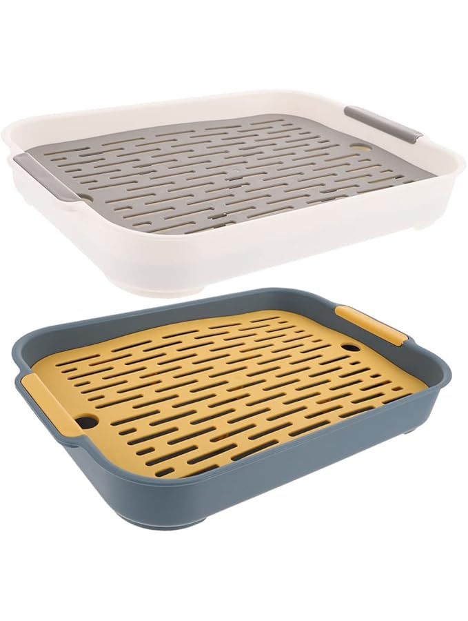 2 Pcs Washable Pet Litter Box for Hamsters Guinea Pigs with Filter Base and Fence Assorted Color - Image 1
