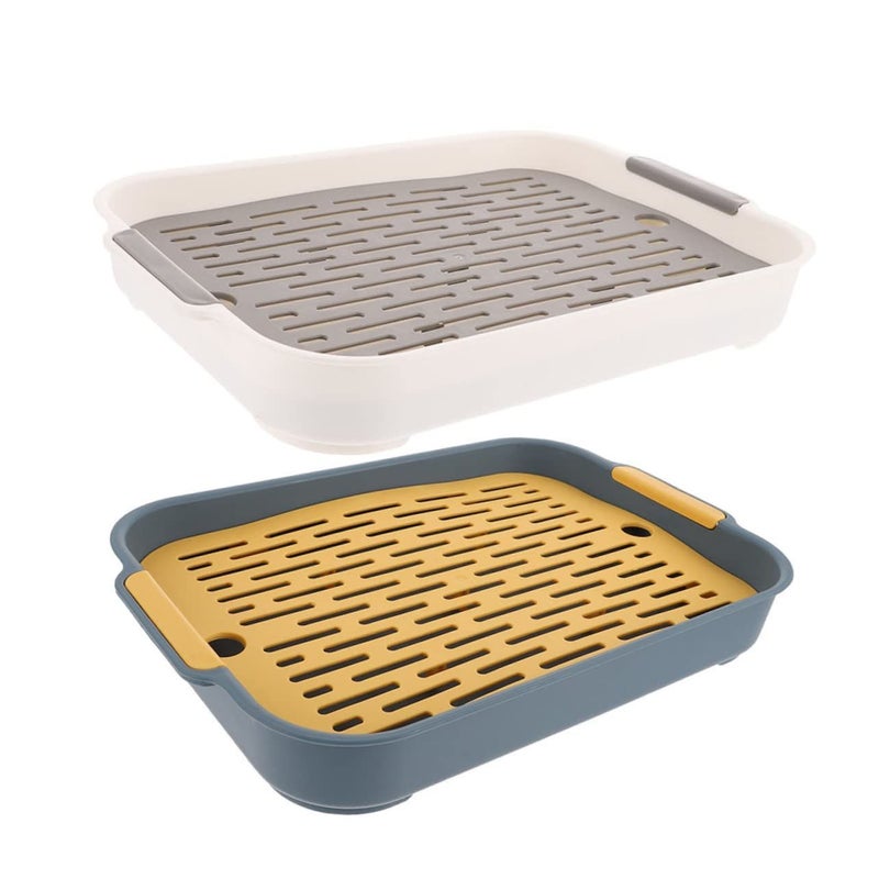 2 Pcs Washable Pet Litter Box for Hamsters Guinea Pigs with Filter Base and Fence Assorted Color - Image 2