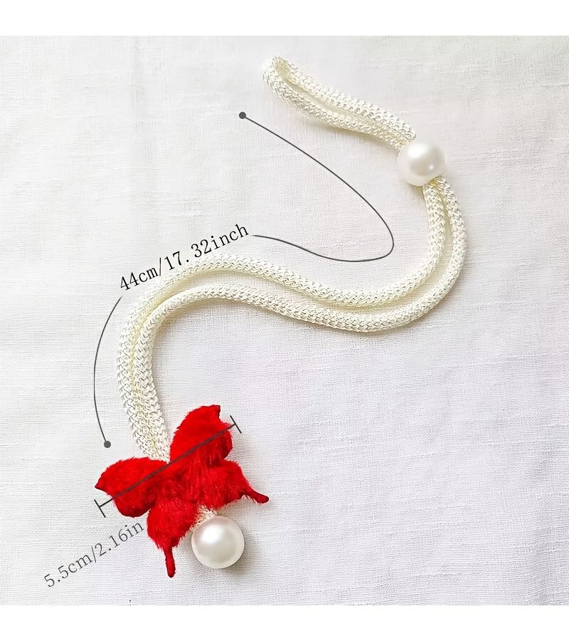 Light Pink 2pcs Simulation Butterfly Curtain Strap Pearl Decoration Non Perforated Buckle - Image 3