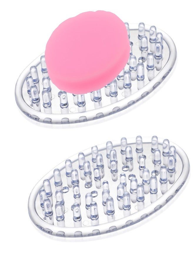 ValueBargain 2Pcs Silicone Soap Holder, Simplicity Clear Oval Soap Dish for Shower Drain Bar Slot Saver, Washable Anti-Slip Anti-Fall for Kitchen Bathroom Bathtub Shower Counter Indoor Outdoor - Image 1