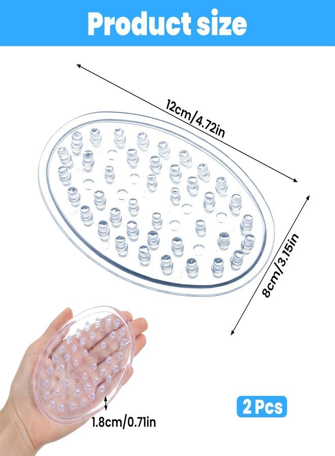 ValueBargain 2Pcs Silicone Soap Holder, Simplicity Clear Oval Soap Dish for Shower Drain Bar Slot Saver, Washable Anti-Slip Anti-Fall for Kitchen Bathroom Bathtub Shower Counter Indoor Outdoor - Image 2