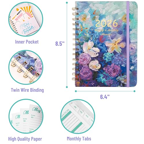 Mr. Pen 2026 Planner Weekly and Monthly Calendar Planner for Women Jan 2026 Dec 2026 Hardcover Planning Agenda book Spiral Bound Inner Pocket 63 x 85 - Image 3