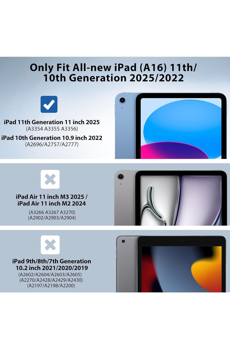 YoYoTech Case for iPad (A16) 11th Generation 11 Inch 2025,iPad 10th Generation Case 10.9 Inch 2022 with Pencil Holder,Slim Protective Cover with Clear Back Shell,Auto Wake/Sleep-Black - Image 2