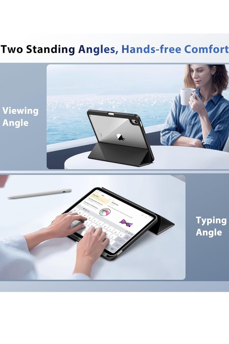 YoYoTech Case for iPad (A16) 11th Generation 11 Inch 2025,iPad 10th Generation Case 10.9 Inch 2022 with Pencil Holder,Slim Protective Cover with Clear Back Shell,Auto Wake/Sleep-Black - Image 3