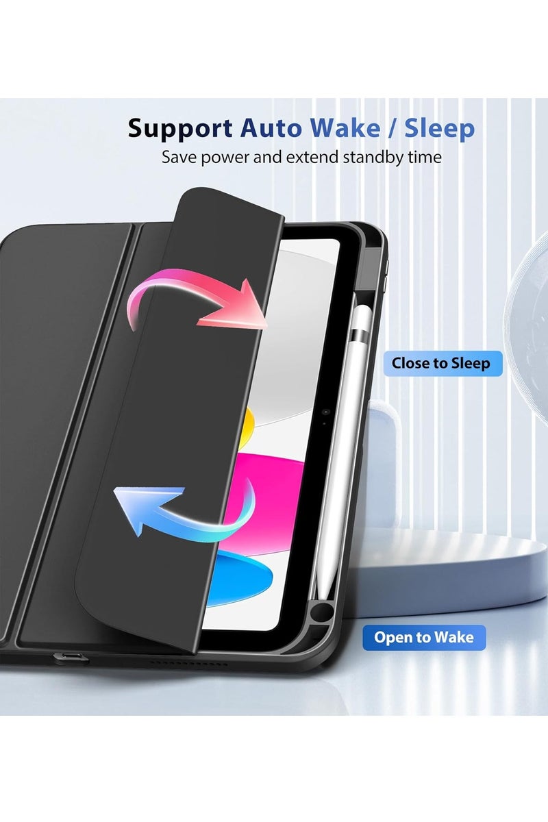 YoYoTech Case for iPad (A16) 11th Generation 11 Inch 2025,iPad 10th Generation Case 10.9 Inch 2022 with Pencil Holder,Slim Protective Cover with Clear Back Shell,Auto Wake/Sleep-Black - Image 4
