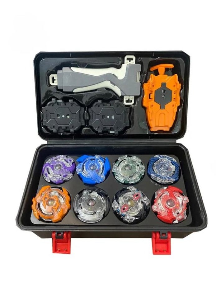 MARAH TOYS Purple Beyblade Beyblade Combat Launcher and Handle Set Storage Box Toy 8pcs Basic Spinning Barrel and 4 Launchers  - Image 1