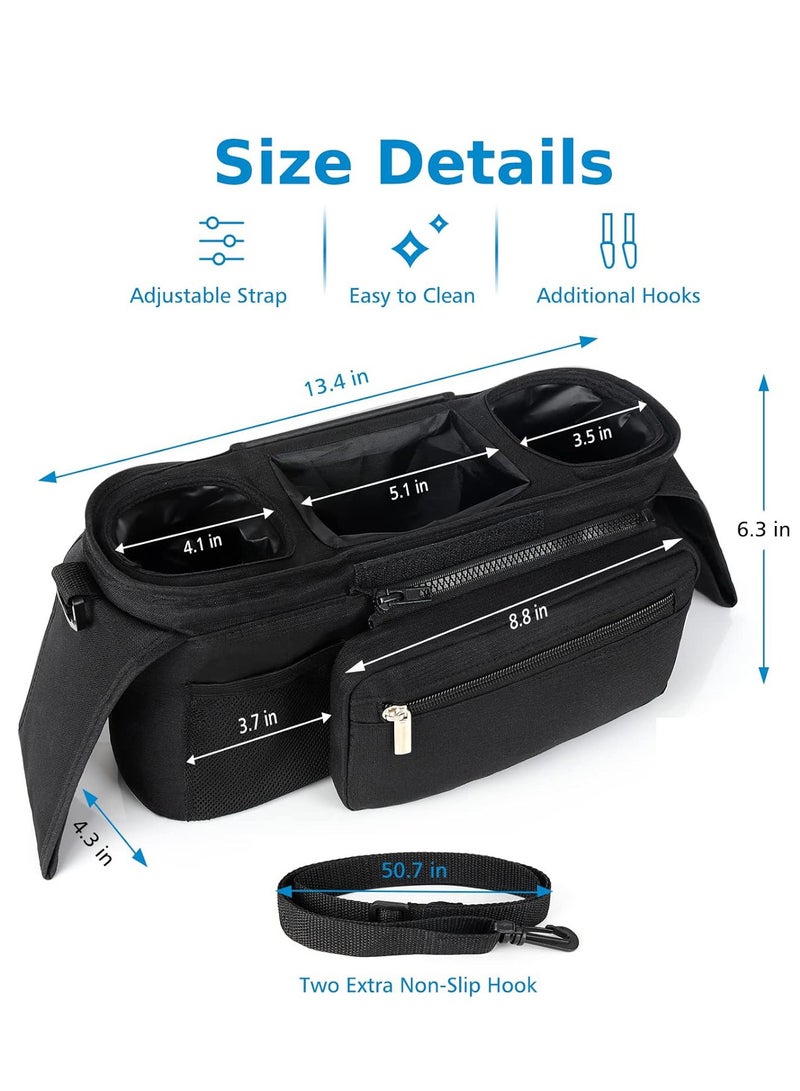 Universal Stroller Organizer with Insulated Cup Holder - Detachable Phone Bag  Shoulder Strap, Fits for Stroller Like Uppababy, Baby Jogger, Britax, BOB, Umbrella and Pet Stroller - Image 2