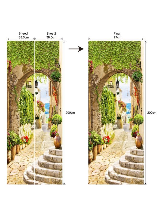 Bluejw Special Price Scenery Series Decorative Stickers 3D Simulation Door Stickers Removable Wall Stickers Bedroom Living Room Renovation PVC Wallpaper  - Image 1