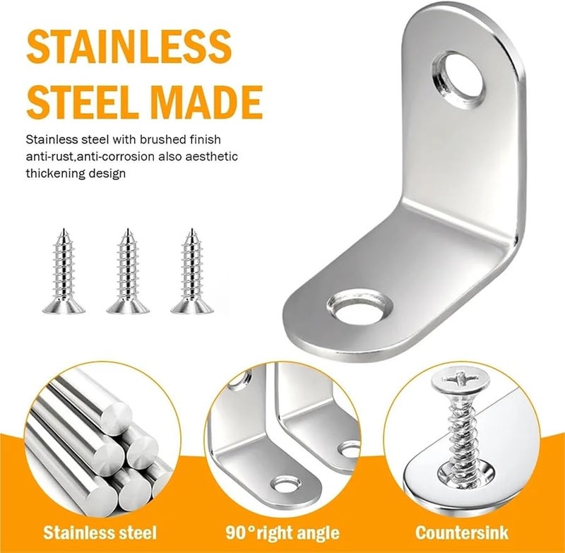 50PCS L Shaped Corner Brackets With Screws For Furniture Cabinet Shelf Support - Image 5