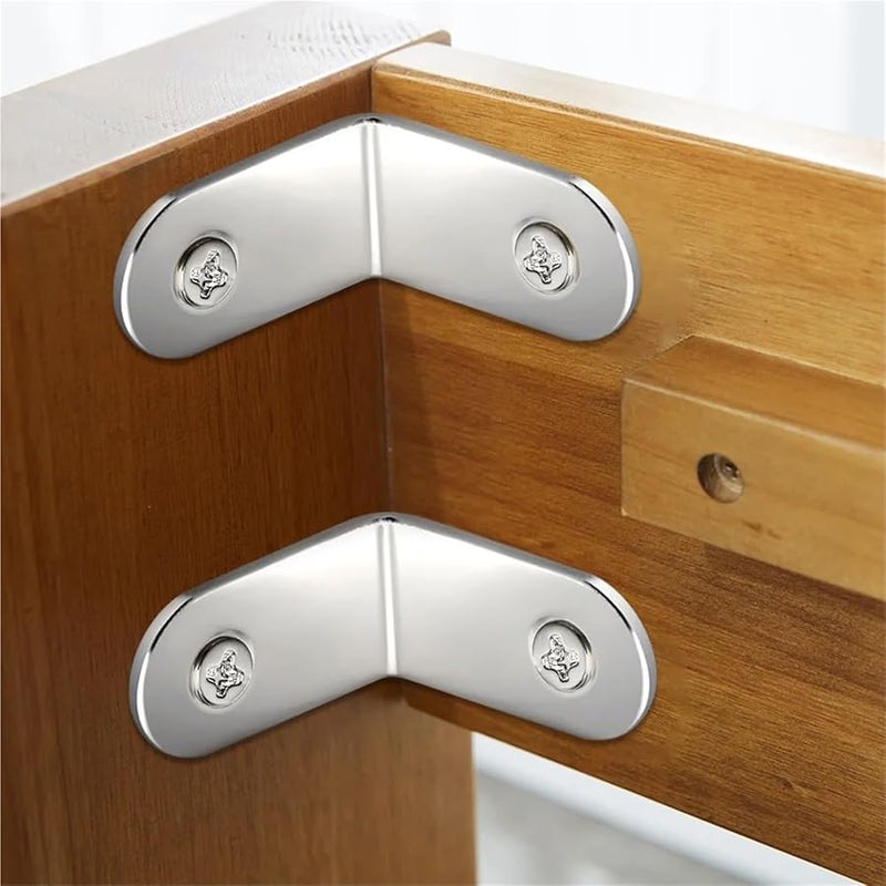 50PCS L Shaped Corner Brackets With Screws For Furniture Cabinet Shelf Support - Image 3