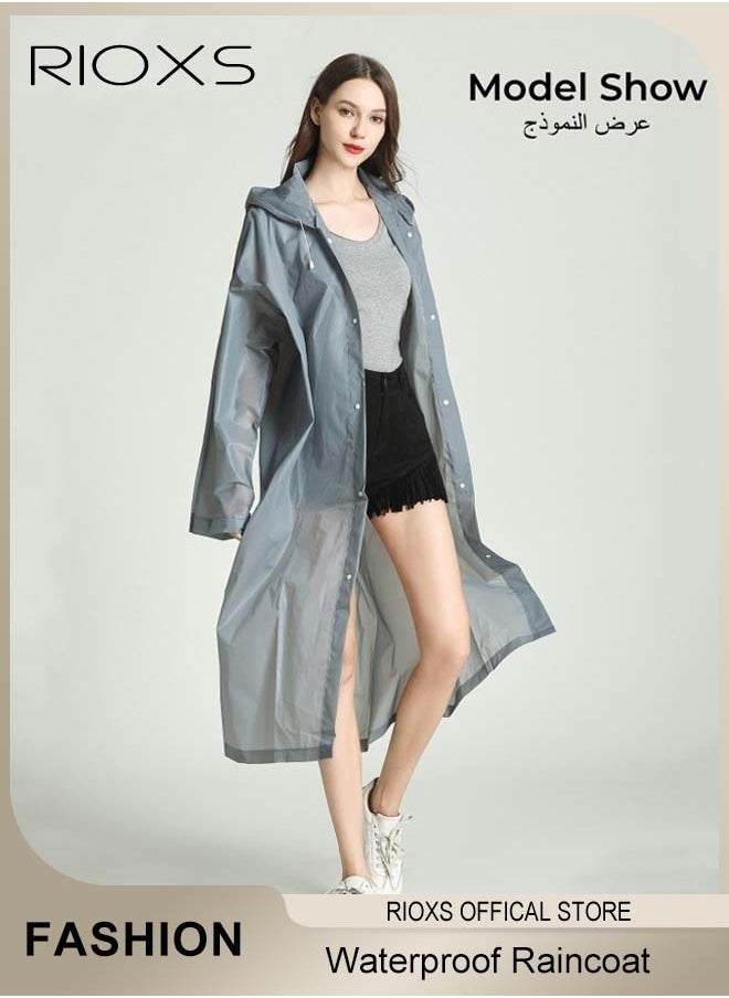 RIOXS - 3 Pcs Adults Men And Women Waterproof Raincoat Portable Eva Long Rain Ponchos With Hoods Elastic Sleeves Lightweight Rainwear Cape Reusable For Outdoor Cycling Hiking Camping Climbing - Image 1