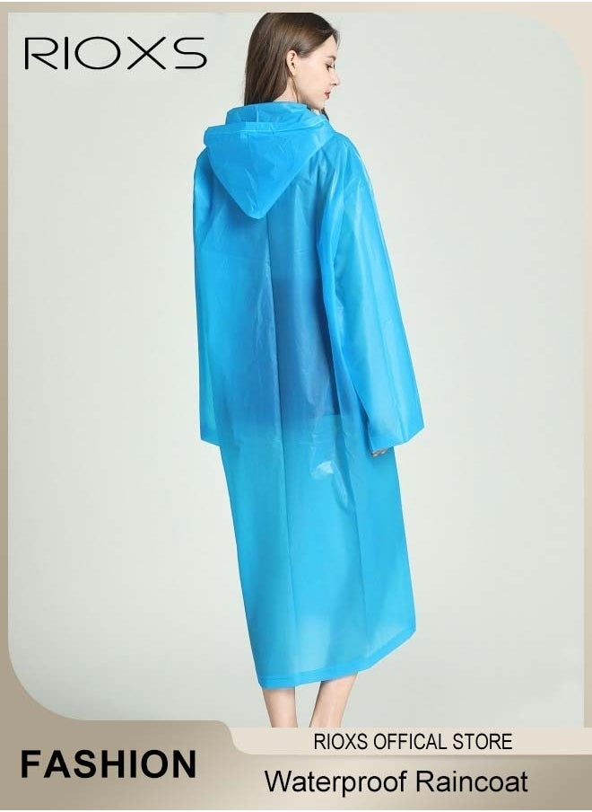 RIOXS - 3 Pcs Adults Men And Women Waterproof Raincoat Portable Eva Long Rain Ponchos With Hoods Elastic Sleeves Lightweight Rainwear Cape Reusable For Outdoor Cycling Hiking Camping Climbing - Image 1